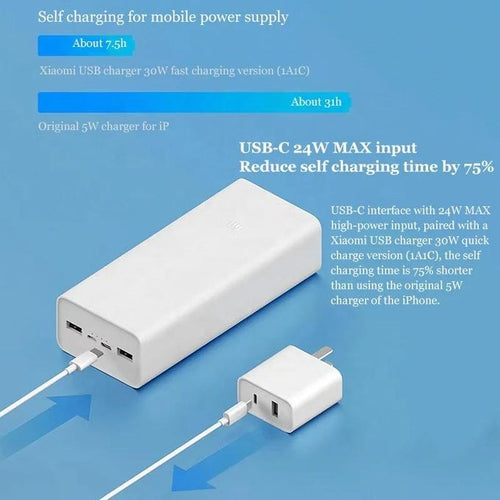 30000mAh Xiaomi Power Bank 3 USB Type C 18W Fast Charging
