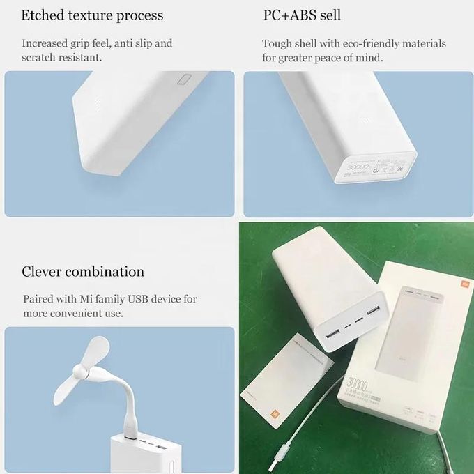 30000mAh Xiaomi Power Bank 3 USB Type C 18W Fast Charging
