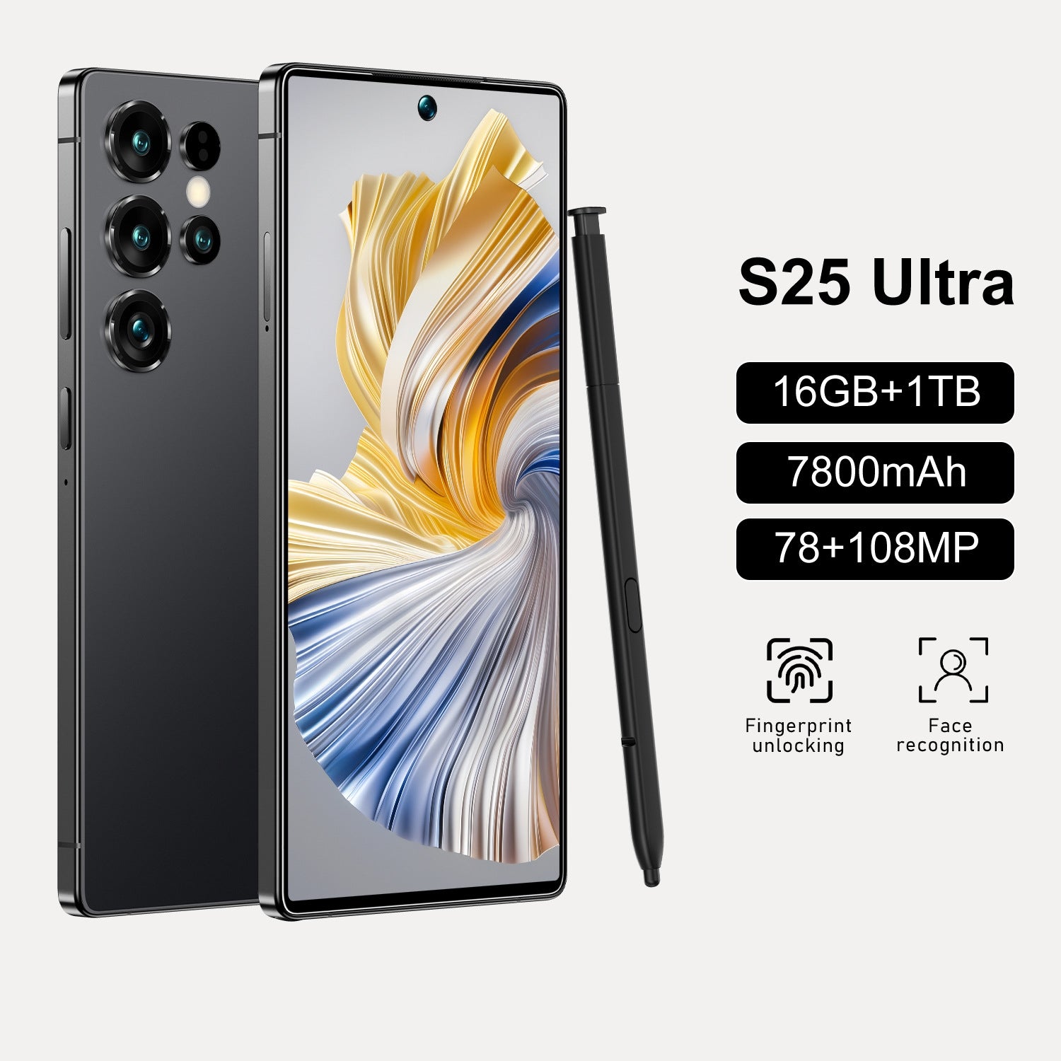 S25Ultra style smartphone 16GB+1TB （ 2YRS WRTY)