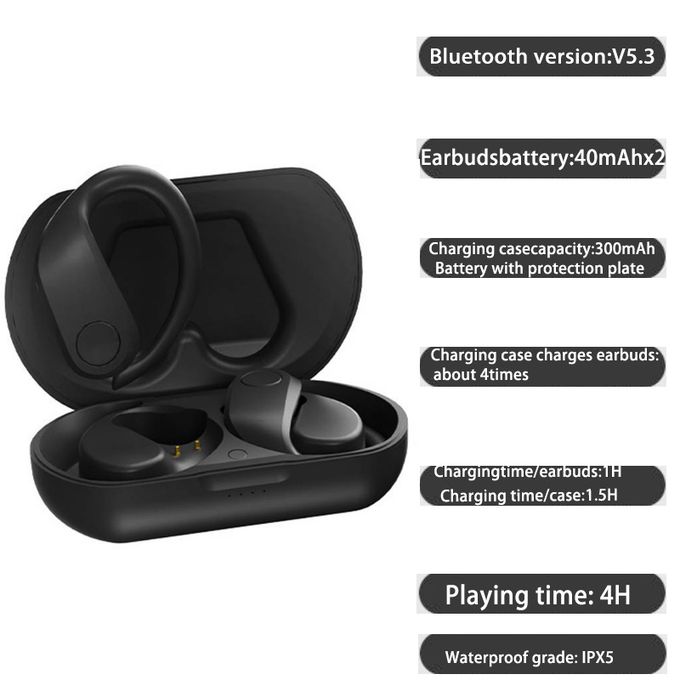 Ear Mounted Wireless Bluetooth Earphones Earpod Stereo Hifi